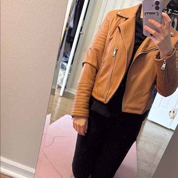 Light Brown Faux Leather Jacket - Picture 2 of 2